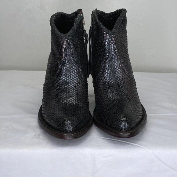 NEW ALLENS Women’s Kyra Boots Black Size 6B Exotic Ankle Zip-Up High Heel Almond - Picture 2 of 3